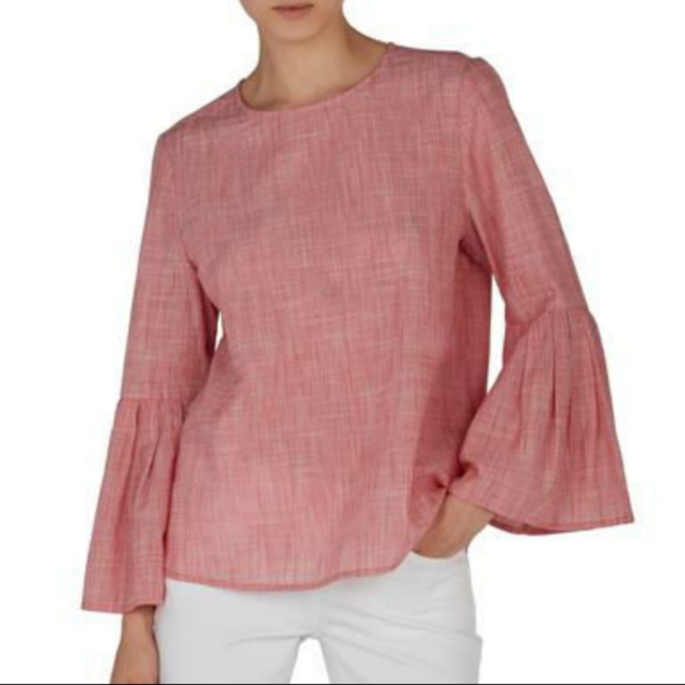 Beachlunchlounge red chambray Bell Sleeve Top